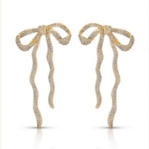 Ettika Gold Pave Bow Earrings